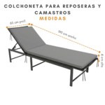 Colchoneta Para Reposera 100% Impermeable (190x65x4cm) - Imagen 3