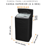 Funda para Lavarropas Drean 8 kg Carga Superior | Lona 100% Impermeable (42x62x89 cm) - Imagen 4