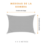 Sombra Vela para Jardin 3.5x1.5m - Malla Reforzada con protección UV 95% - Imagen 3